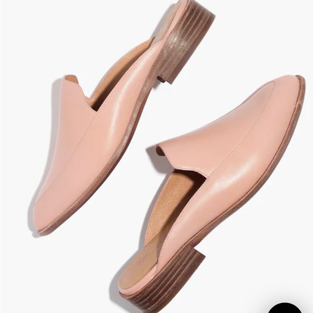 Madewell Oyster Pink Frances Leather Mules Sz 7 1/2